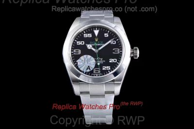 Copy Rolex Air-King 40mm Replica Oyster Watch Stainless Steel Black Dial